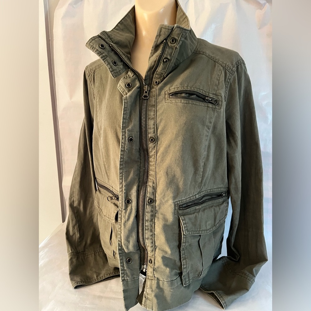 GAP Linen Army Green Utility Field Jacket Blazer Coat Size M Medium Spring